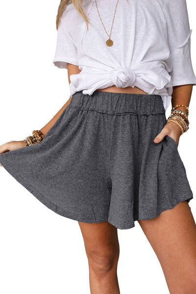 Solid Elastic Band High Waist Yoga Running Shorts