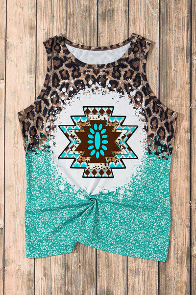 Retro Geometric Print V-neck Short-sleeved Top