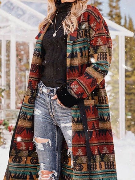 Women's Southwestern Reversible Longline Cardigan Coat featuring coats styling with practical layering, balanced movement, and everyday versatility f.
