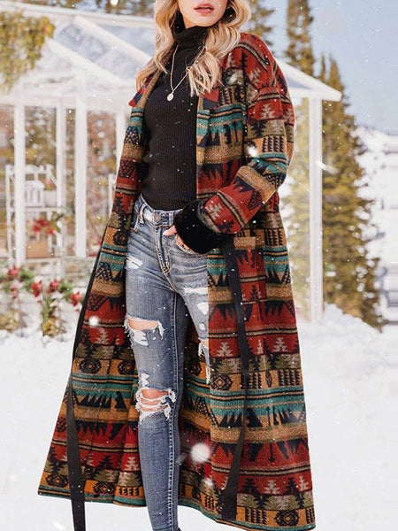 Women's Southwestern Reversible Longline Cardigan Coat featuring coats styling with practical layering, balanced movement, and everyday versatility f.