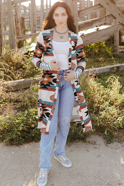 Women's Southwestern Reversible Longline Cardigan Coat featuring coats styling with practical layering, balanced movement, and everyday versatility f.