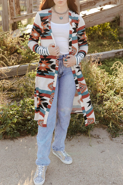 Women's Southwestern Reversible Longline Cardigan Coat featuring coats styling with practical layering, balanced movement, and everyday versatility f.