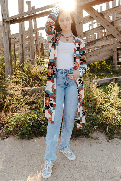Women's Southwestern Reversible Longline Cardigan Coat featuring coats styling with practical layering, balanced movement, and everyday versatility f.