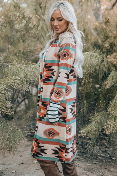 Women's Southwestern Reversible Longline Cardigan Coat featuring coats styling with practical layering, balanced movement, and everyday versatility f.