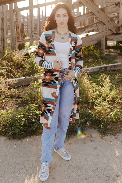 Women's Southwestern Reversible Longline Cardigan Coat featuring coats styling with practical layering, balanced movement, and everyday versatility f.