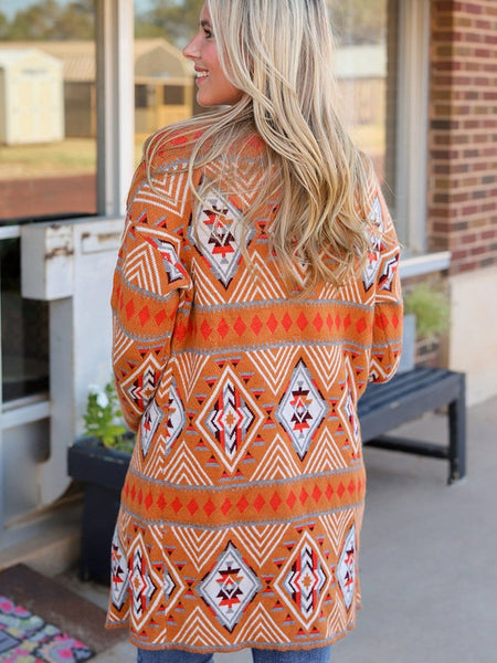 Women's Southwestern Reversible Longline Cardigan Coat featuring coats styling with practical layering, balanced movement, and everyday versatility f.