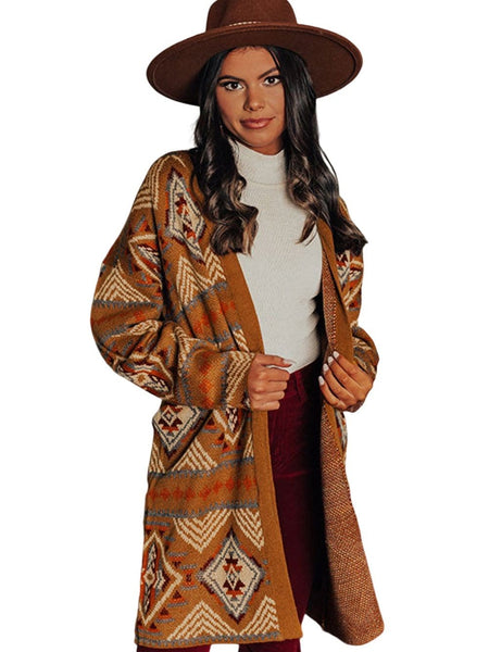 Women's Southwestern Reversible Longline Cardigan Coat featuring coats styling with practical layering, balanced movement, and everyday versatility f.