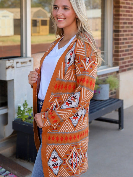 Women's Southwestern Reversible Longline Cardigan Coat featuring coats styling with practical layering, balanced movement, and everyday versatility f.