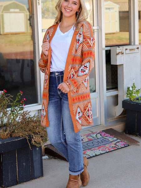 Women's Southwestern Reversible Longline Cardigan Coat featuring coats styling with practical layering, balanced movement, and everyday versatility f.
