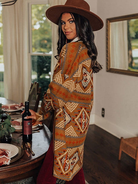 Women's Southwestern Reversible Longline Cardigan Coat featuring coats styling with practical layering, balanced movement, and everyday versatility f.