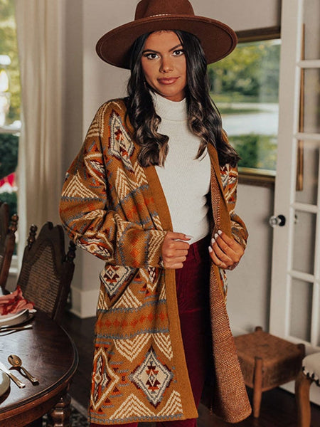 Women's Southwestern Reversible Longline Cardigan Coat featuring coats styling with practical layering, balanced movement, and everyday versatility f.