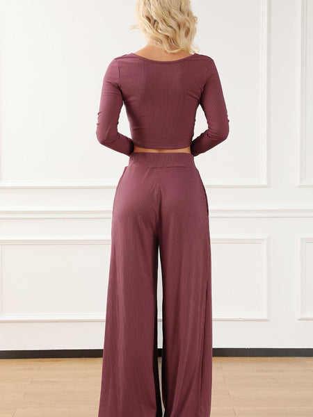 Studded Cutout Ruched Wide Leg Jumpsuit