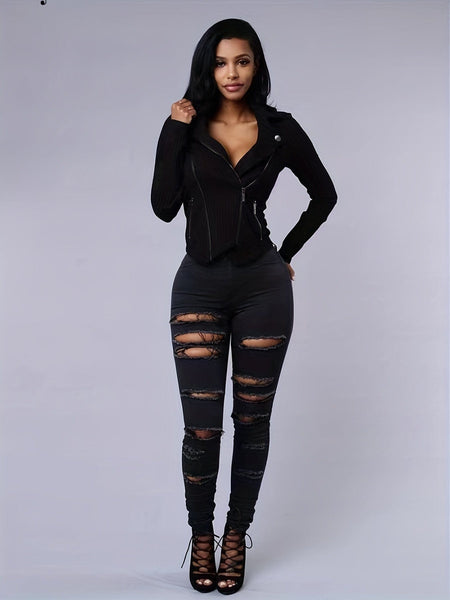 Women's Mid-Rise Ripped White Skinny Jeans in Jeans