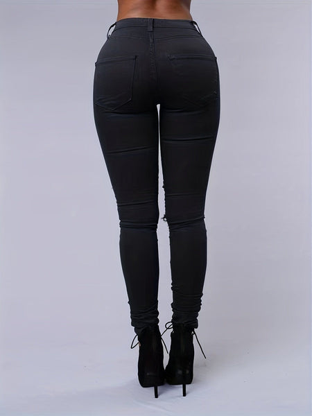 Women's White Distressed Stretch Skinny Jeans