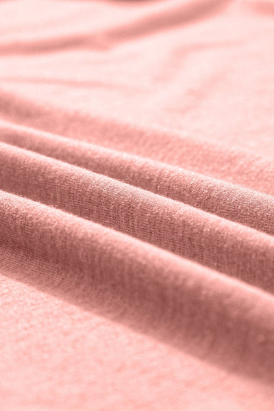 Rose Pink Crew Neck Tee Dress with Center Seam and Rolled Cuffs