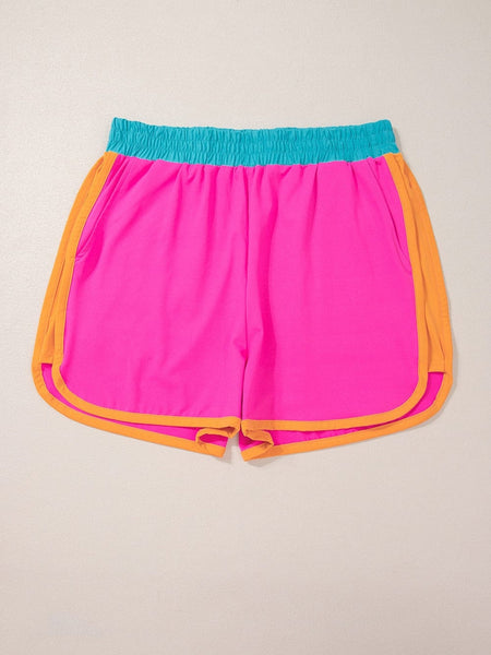 Rose Red Colorblock Cap Sleeve Tee and Shorts Set
