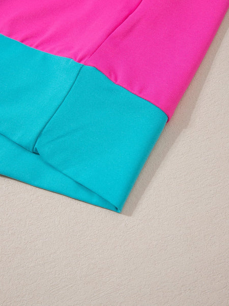 Rose Red Colorblock Cap Sleeve Tee and Shorts Set