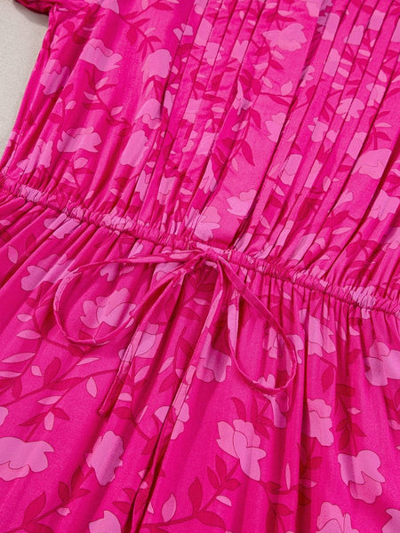 Tiered Midi Dress with Puff Sleeves