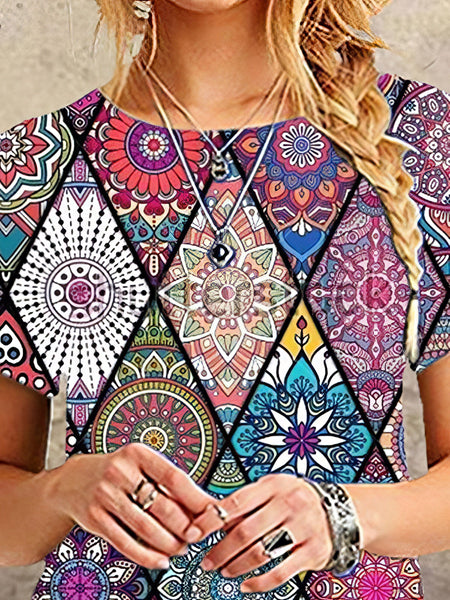 Round Neck Print Casual Dress