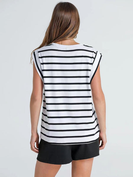 Round neck raglan patchwork striped casual T-shirt top