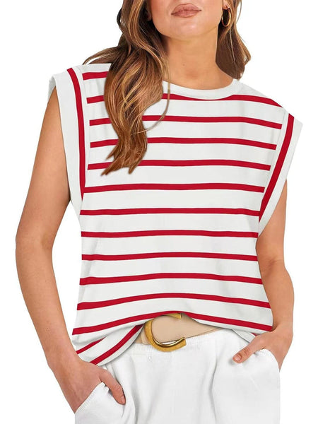 Round neck raglan patchwork striped casual T-shirt top