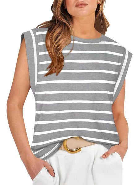 Round neck raglan patchwork striped casual T-shirt top