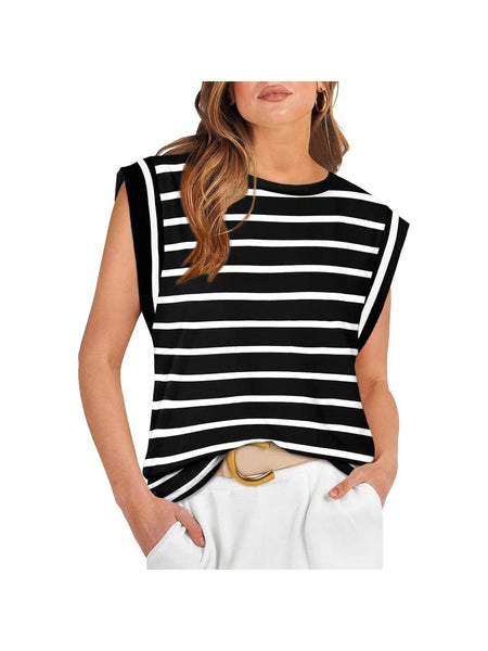 Round neck raglan patchwork striped casual T-shirt top