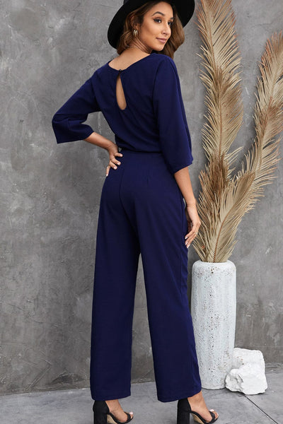 Round Neck Solid Color Sleeveless Split Dress