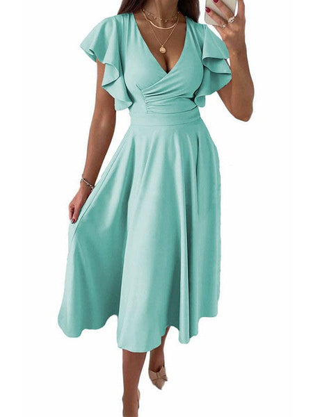 Fashion Slim Pleated Sexy And Elegant Pure Color Maxi Dress