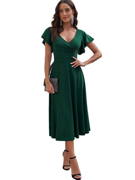 Fashion Slim Pleated Sexy And Elegant Pure Color Maxi Dress