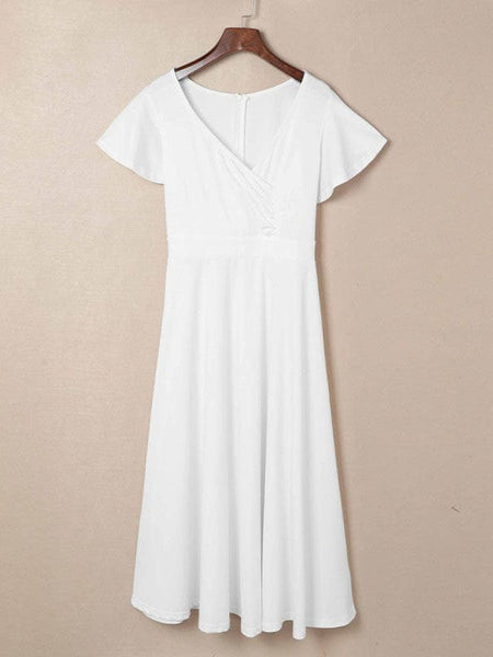 Fashion Slim Pleated Sexy And Elegant Pure Color Maxi Dress