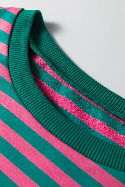Sachet Pink & Kelly Green Striped Cotton Blouse