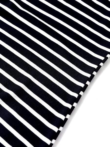 Sassy Black Stripe Shoulder Tee and Pencil Dress Ensemble