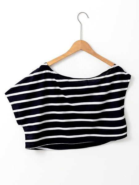 Sassy Black Stripe Shoulder Tee and Pencil Dress Ensemble