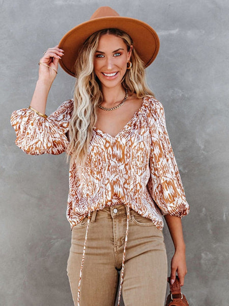 Women's Silver Sequin V-Neck Balloon Sleeve Festive Blouse