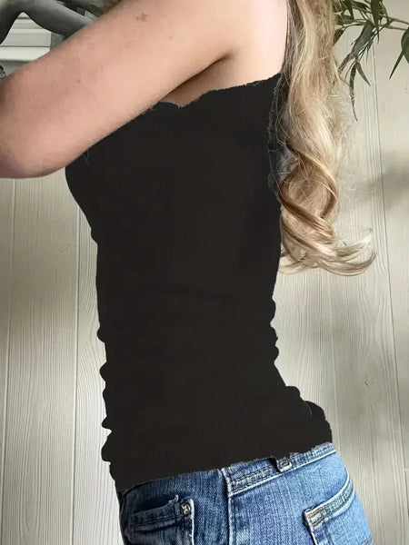 Trendy Ribbed Lace Cami
