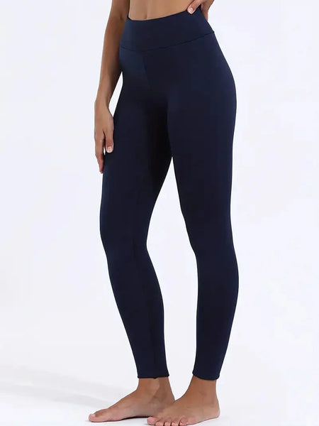Sherpa-Lined Solid High-Waist Stretchy Warm Leggings Pants