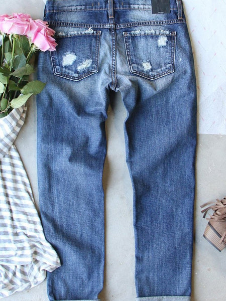 Women's St. Patrick's Day Sequin Clover Distressed Denim Jeans