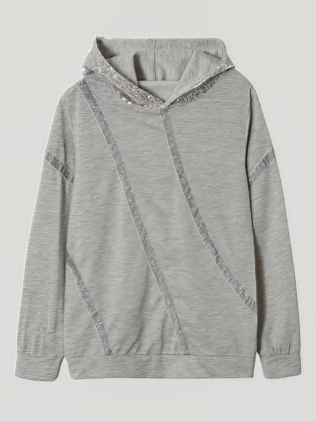 Women's Shimmering Sequined Women's Hoodie with Loose Fit