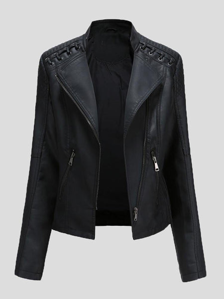 Short Slim Leather Motorcycle Jacket