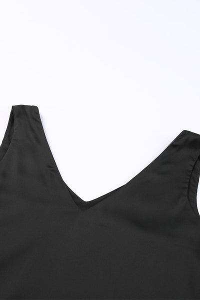 Women's Silk Satin V Neck Casual Sleeveless Camisole Tank Top