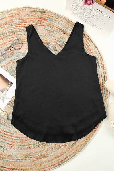 Women's Silk Satin V Neck Casual Sleeveless Camisole Tank Top