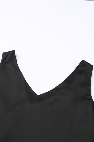 Women's Silk Satin V Neck Casual Sleeveless Camisole Tank Top