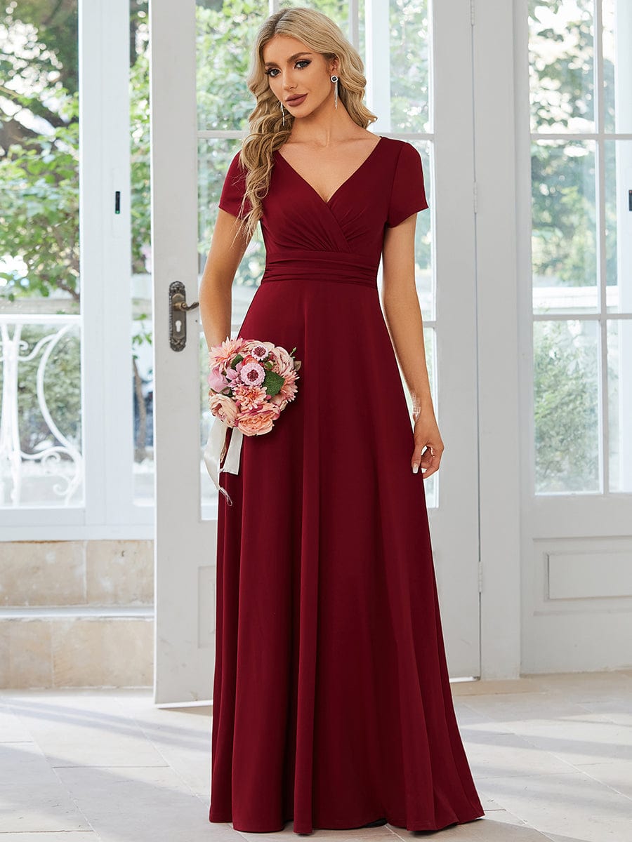 empire line bridesmaid dress V-Neck Empire Waist Bridesmaid Dresses with Bow Tie FancyVestido