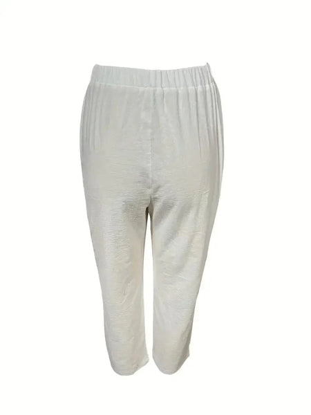 Simple Wide Leg Pants with Side Button Detail, Casual Women's Clothing