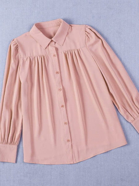 Women's Single Breasted Women'S Loose Solid Color Blouse With Cardigan Sleeves