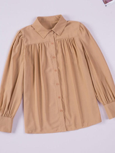 Women's Single Breasted Women'S Loose Solid Color Blouse With Cardigan Sleeves