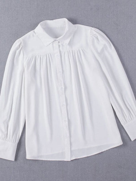 Women's Single Breasted Women'S Loose Solid Color Blouse With Cardigan Sleeves
