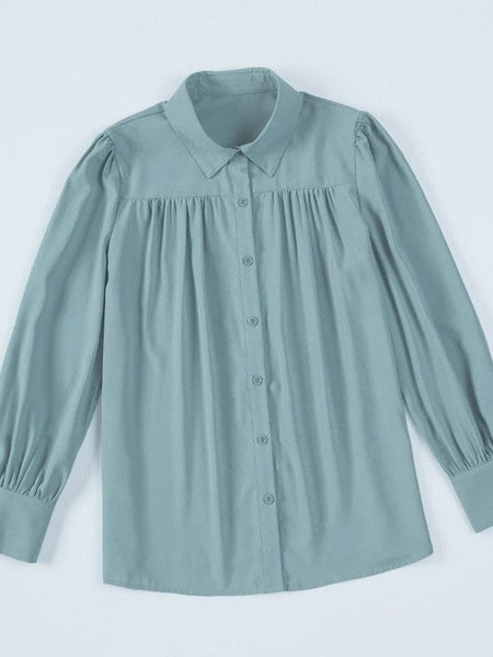 Women's Single Breasted Women'S Loose Solid Color Blouse With Cardigan Sleeves