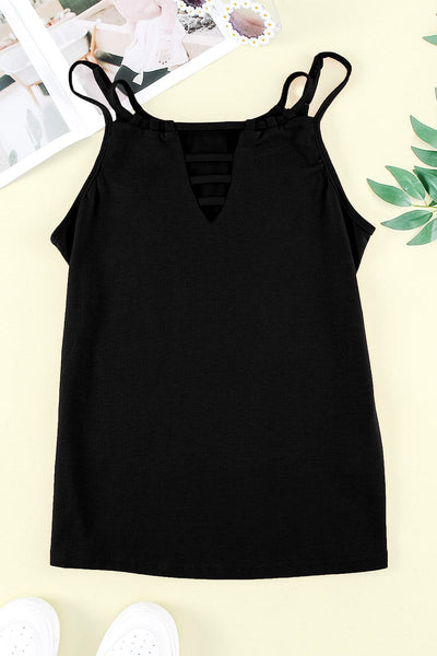 Women's V-Neck Lace-Up Skull Tank Top made for easy styling and wardrobe coordination, with premium-like structure and finish.